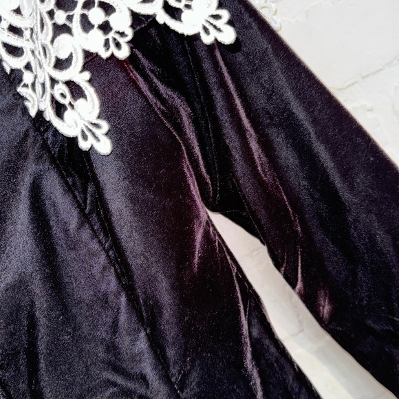 Scott McClintock dress velvet lace vintage sz 8 off the shoulder lined - Picture 7 of 8